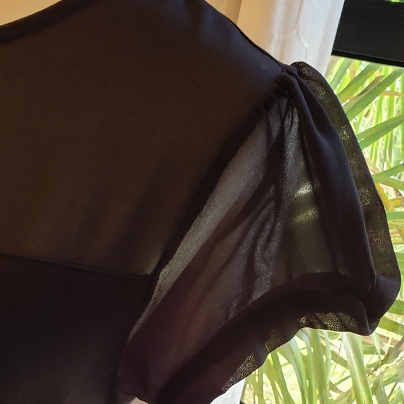 Express black top with sheer capped sleeves, NEW - Picture 2 of 2